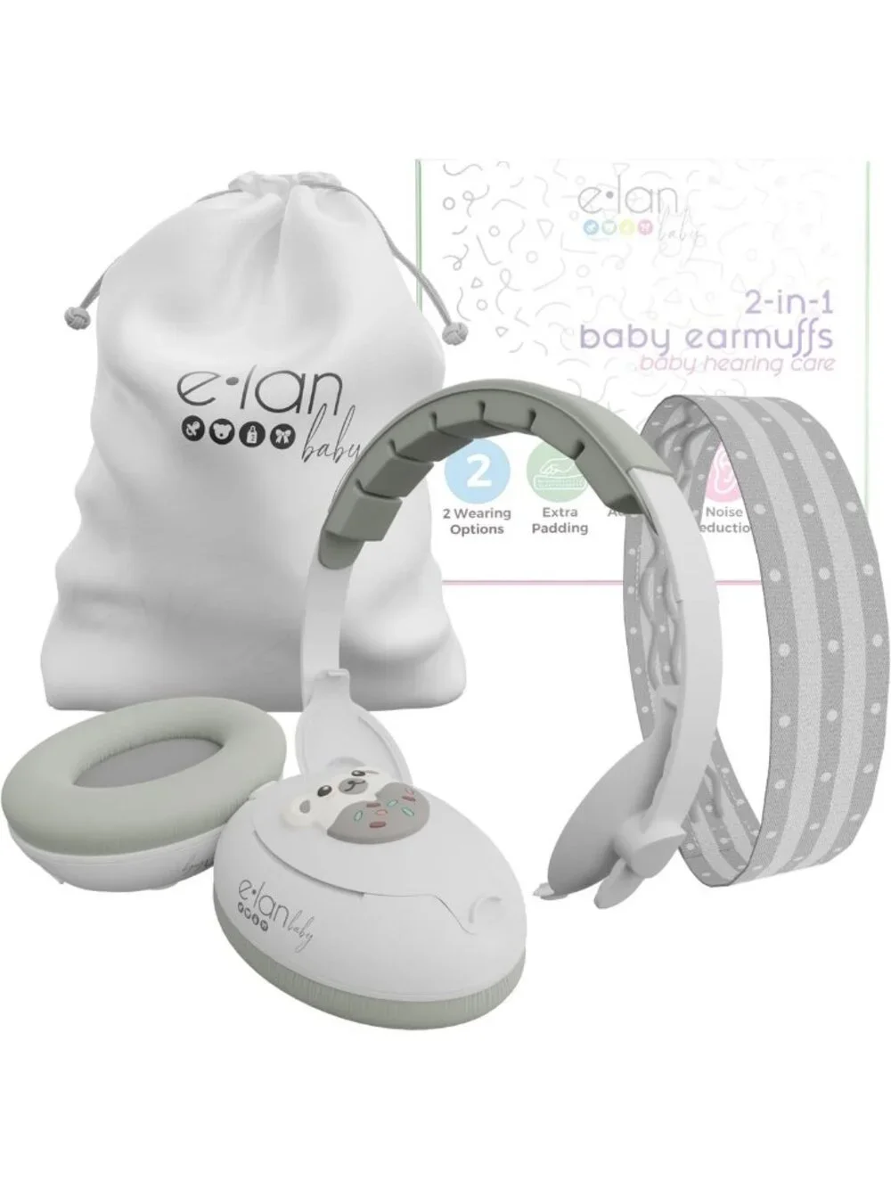 2-in-1 Baby Ear Muffs for Noise Protection & Travel - Toddler Headphones, Age
